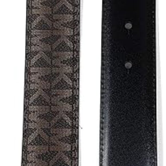 Michael Kors Men's Cut to Fit Reversible PVC Leather MK Plaque Belt (Brown) - Picture 4 of 4